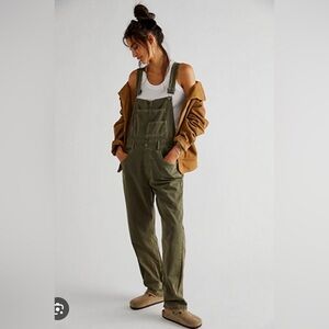 Free People Olive Green Overalls